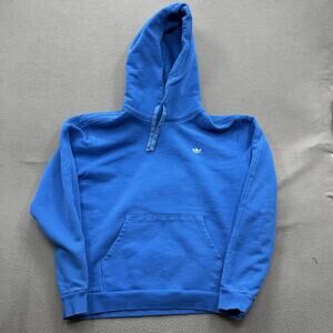 Adidas Hoodie Mens Medium Blue Trefoil Skateboarding Pullover Kangaroo Pocket
